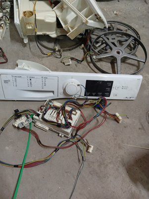 Вживаний комплект електроніки для пральної машини Ariston RSSG 603 та інших моделей. Під стандартний двигун (6 контактів). Швидкоз'ємний замок під гачок 4063*E фото